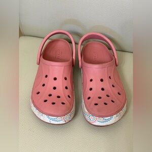 Crocs Pink Clogs with Patterned Trim